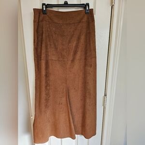 Elegant Brown Faux Suede Skirt BCBG